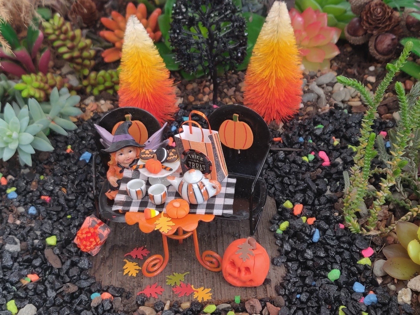 Explore Magical Scenes from Halloween Fairy Gardens