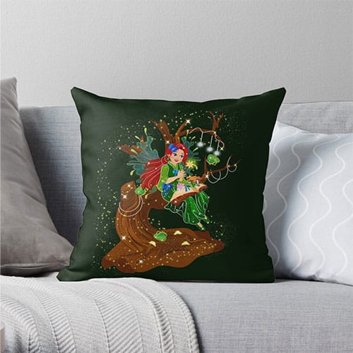 The Listening Fairy Throw Pillow