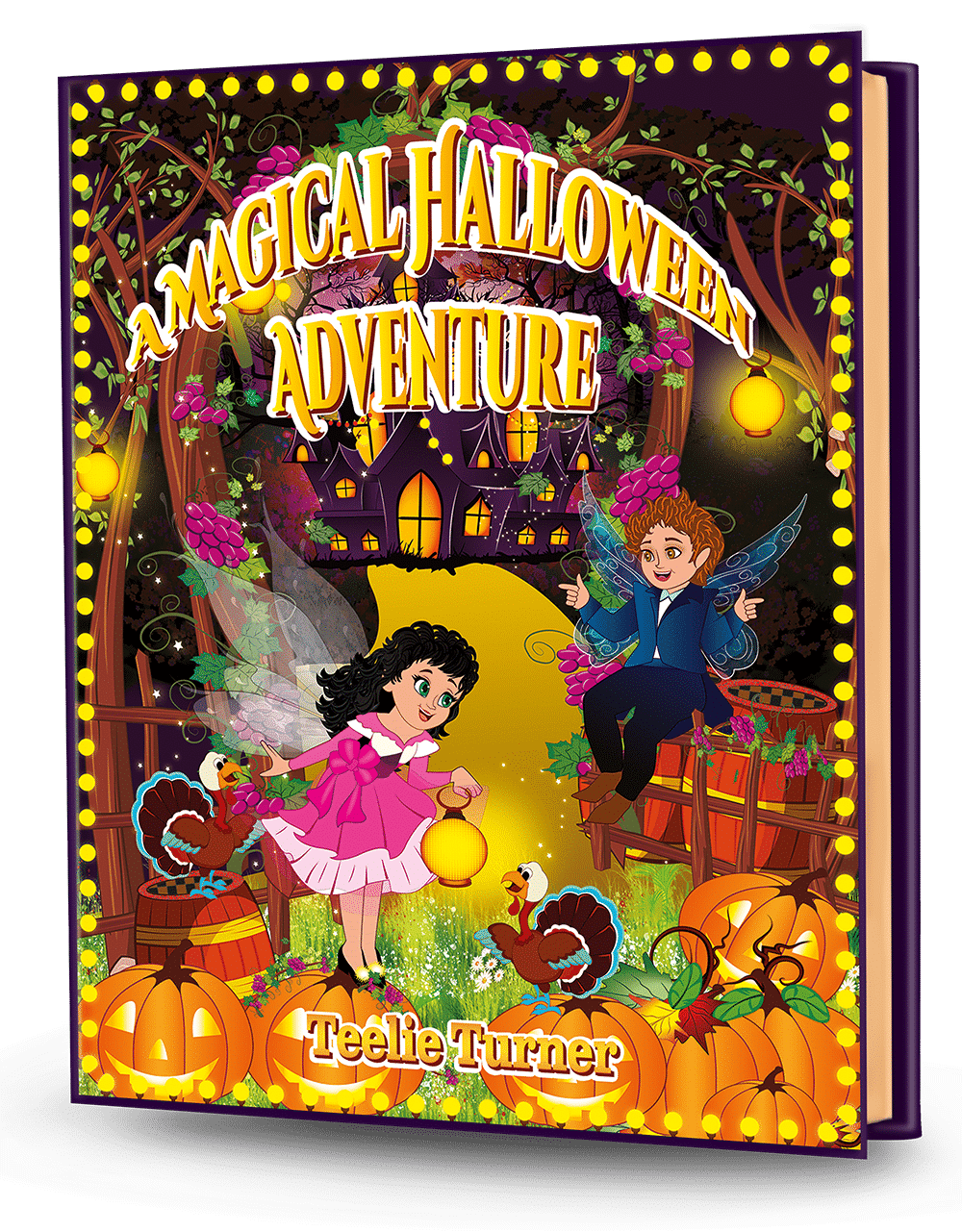 A Magical Halloween Adventure 3Dbook Cover of A Magical Halloween Adventure, a magical halloween fairy adventure ebook featuring fairies, pumpkins, and glowing Halloween magic.