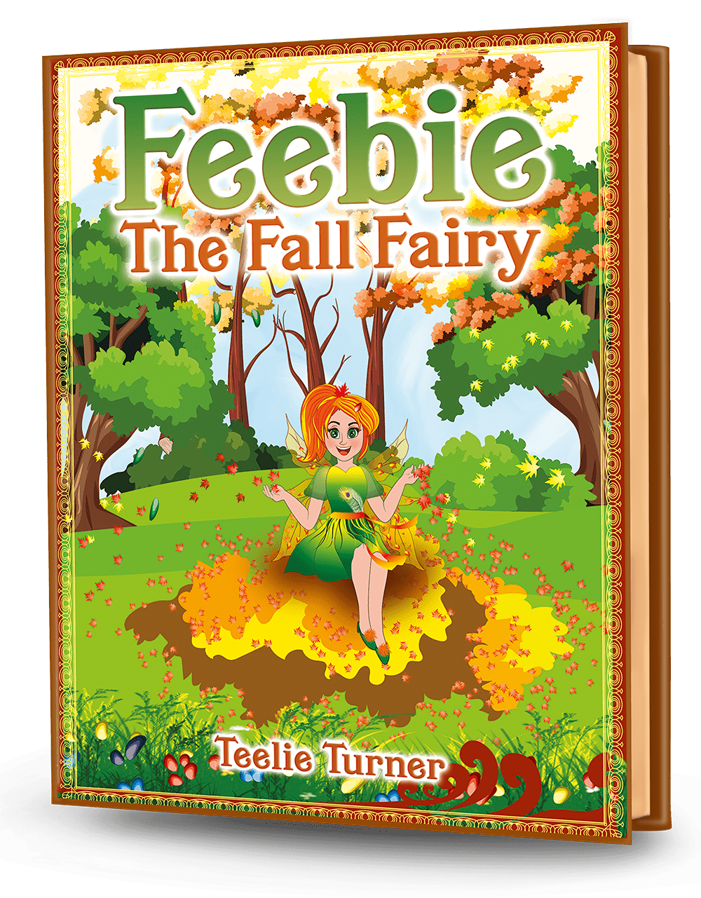 Cover of Feebie : The Fall Fairy, a fall fairy adventure ebook featuring a magical fairy surrounded by colorful autumn leaves.