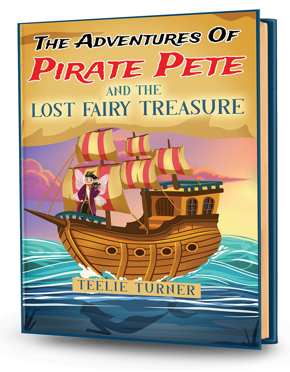 Cover of The Adventure of Pirate Pete and The Lost Fairy Treasure, a pirate fairy treasure adventure ebook featuring a pirate discovering magical fairy treasure.