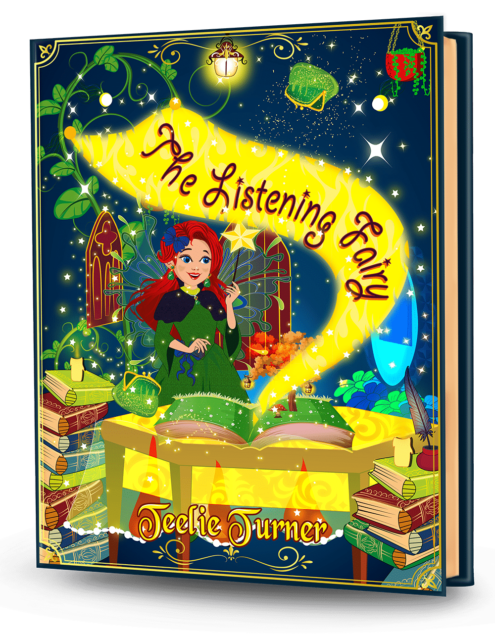 Cover of The Listening Fairy, a listening fairy adventure ebook featuring a gentle fairy listening to friends in a magical Fairyland setting.
