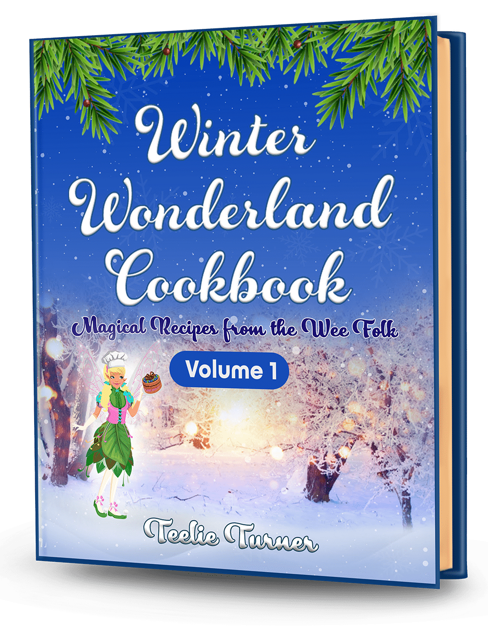 Cover of A Magical Christmas in Fairyland - Volume 8, a christmas fairyland adventure ebook featuring fairies celebrating a magical snowy Christmas in Fairyland.