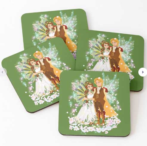 A-Wondrous-Forest-Fairy-Wedding-Love-Is-In-The-Air™-Coasters-(Set-of-4)