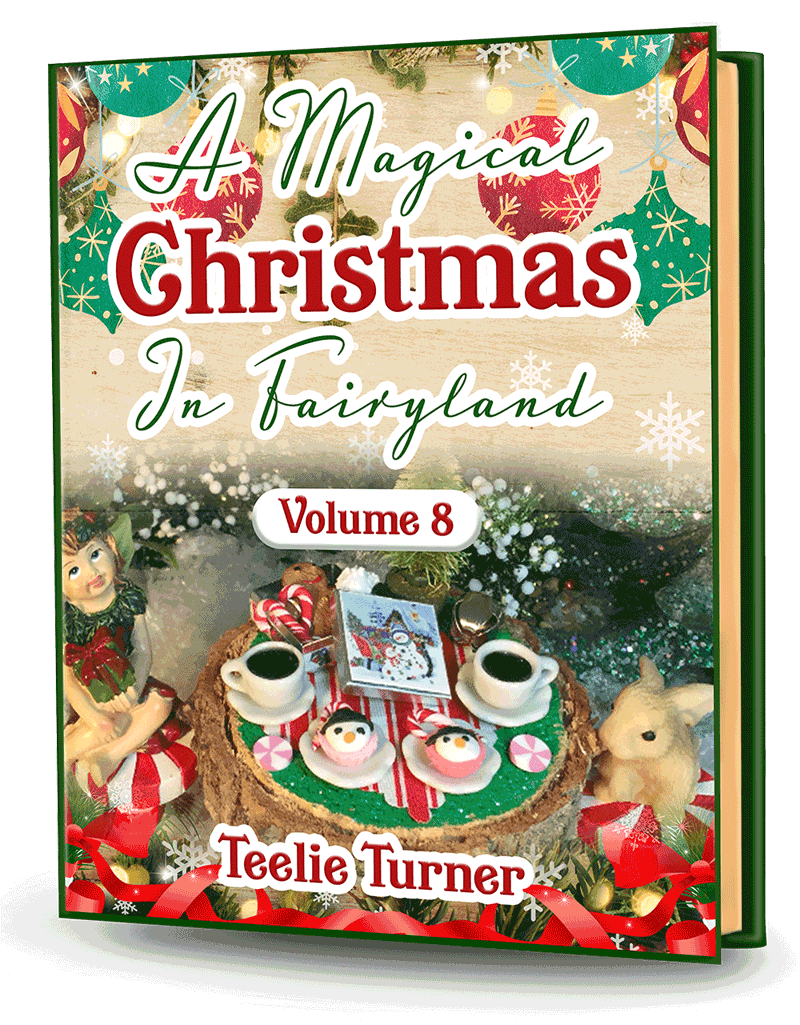 Cover of A Magical Christmas in Fairyland - Volume 8, a christmas fairyland adventure ebook featuring fairies celebrating a magical snowy Christmas in Fairyland.