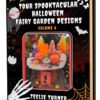 Cover of Tour Spooktacular Halloween Fairy Garden Designs - Volume 4, a halloween fairy garden design ebook featuring spooky miniature fairy gardens with pumpkins and magical fairy houses.