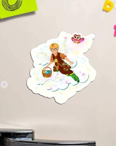 tommy tinker taking the baby owl~skye home™ magnet