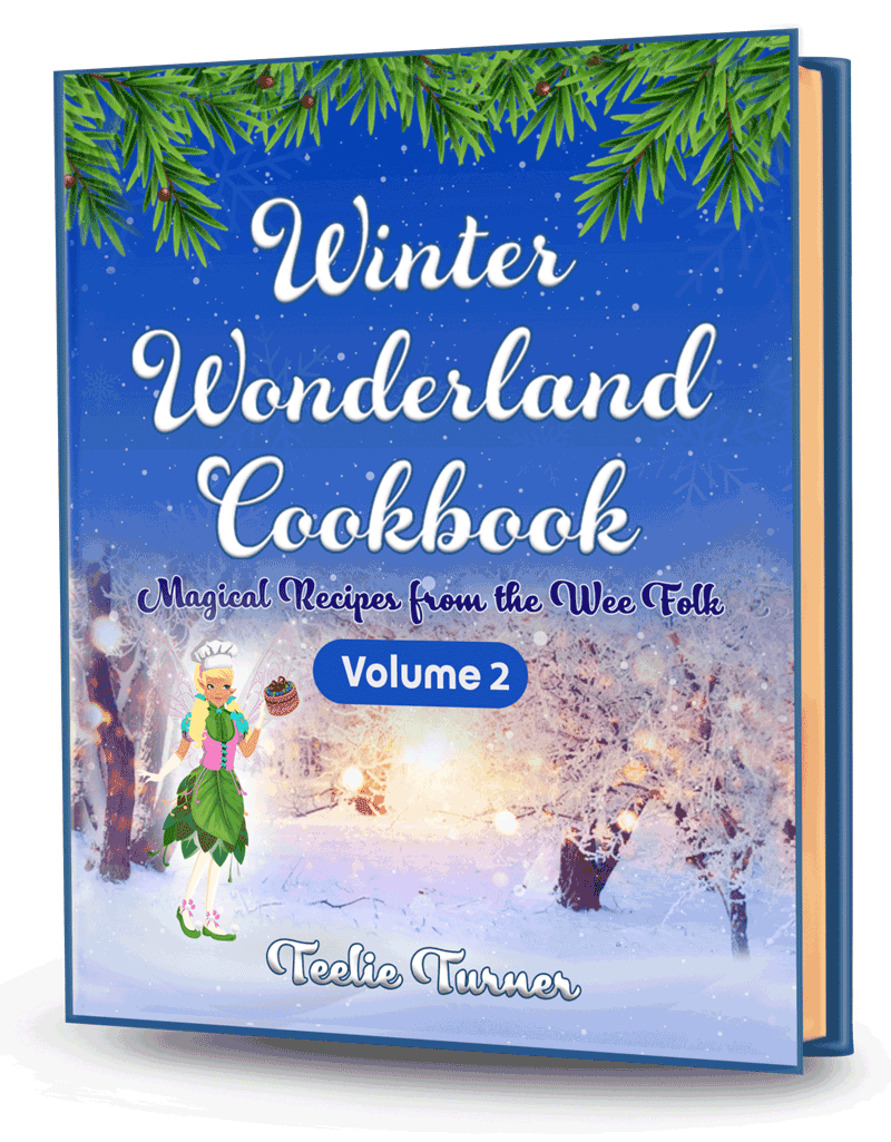 Cover of Winter Wonderland Cookbook: Magical Recipes from the Wee Folk Volume 2, a wee folk winter cookbook ebook featuring magical winter recipes from fairy folk.