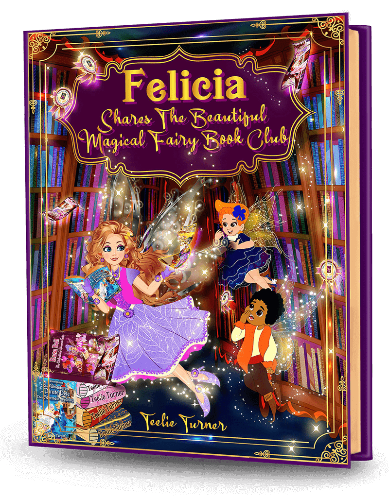 Felicia the Fairy sharing books inside the magical Fairy Land Library – children’s fantasy book for girls