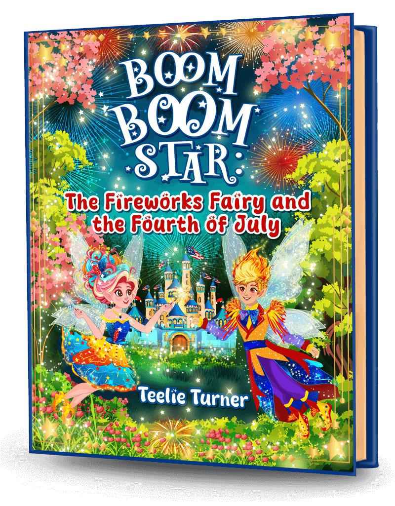 Cover of Boom Boom Star: The Fireworks Fairy and the Fourth of July, a fourth of july fireworks fairy adventure ebook featuring a fairy with magical fireworks.
