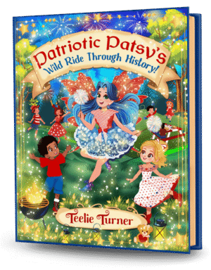 Cover of Patriotic Patsy’s Wild Ride Through History, a patriotic history adventure ebook featuring a magical journey through American history.