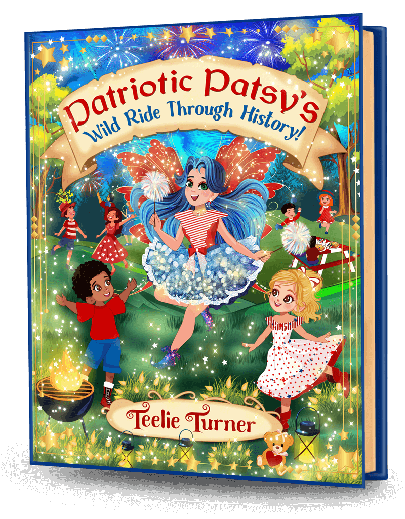 Cover of Patriotic Patsy’s Wild Ride Through History, a patriotic history adventure ebook featuring a magical journey through American history.