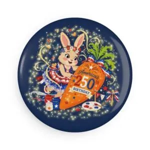 [PS] Button Magnet – PetalSpark's Birthday Carrot™ | America 250 Celebration by Teelie Turner
