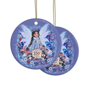 [CS] Ceramic Ornament – Crystal Snowglimmer™ | America 250 Celebration by Teelie Turner