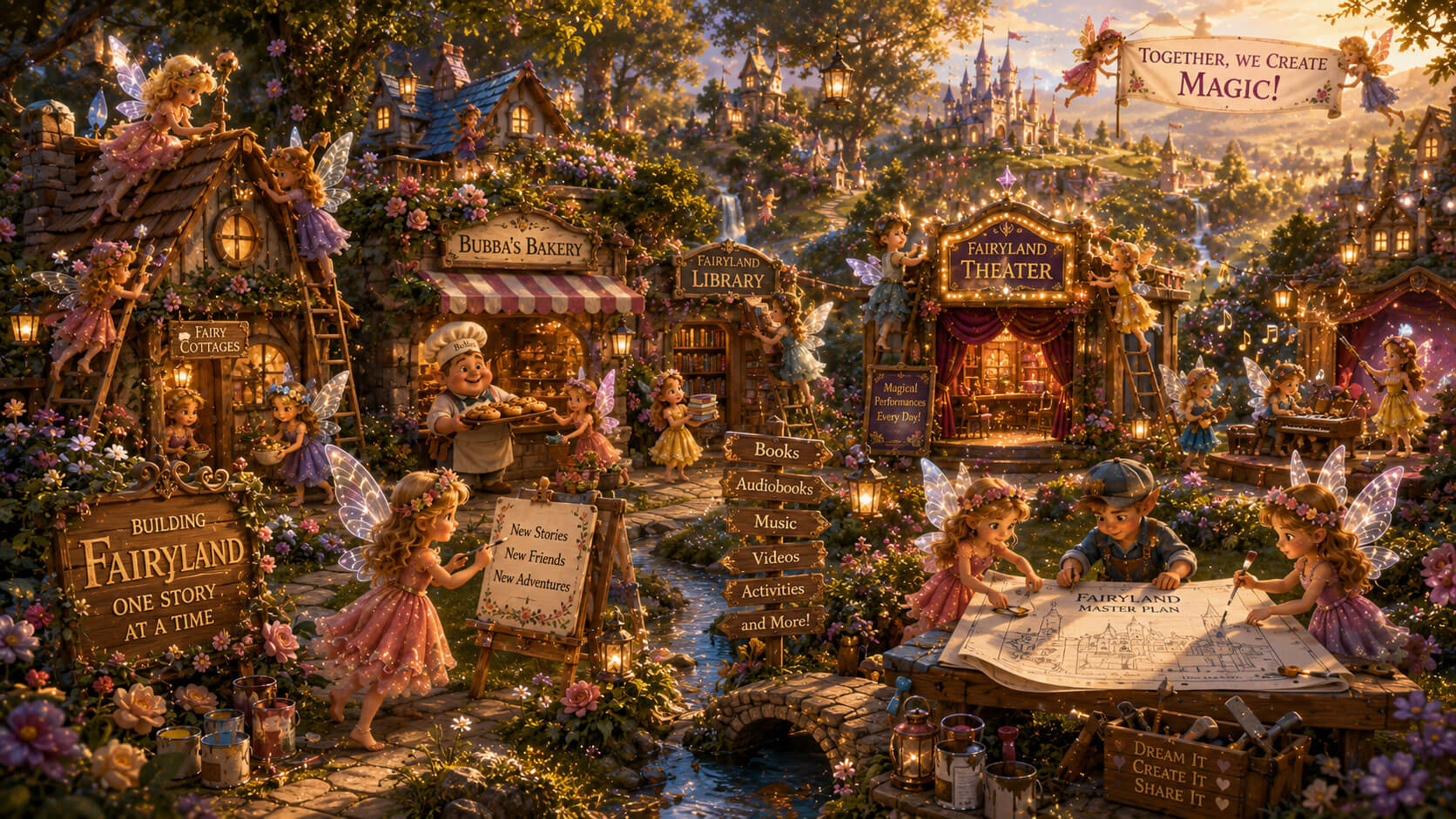 The image with the tiny fairies constructing Fairyland