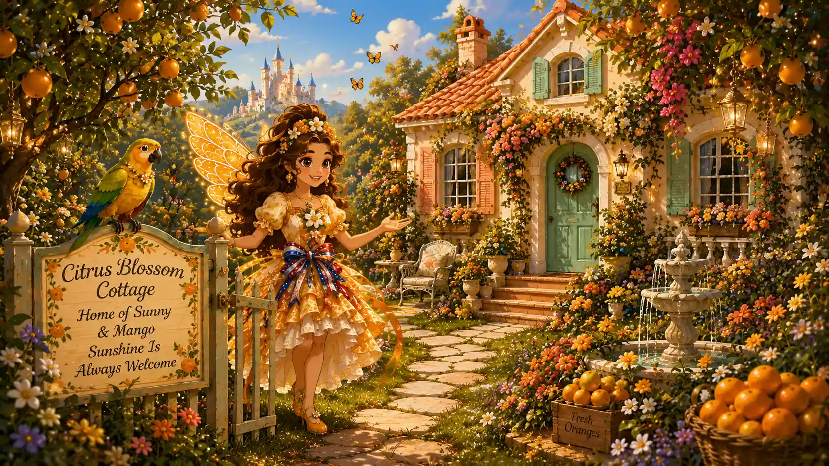 unny Citrusblossom's Citrus Blossom Cottage surrounded by orange trees